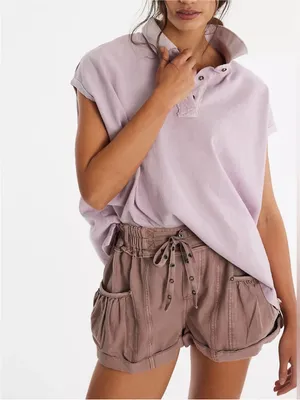 NWT Free People We The Free Keep On Polo - Brush Lilac purple - medium thumbnail 3