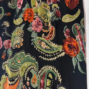Vintage Floral Paisley Sequin Midi Sheath Dress Black Medium thumbnail 2