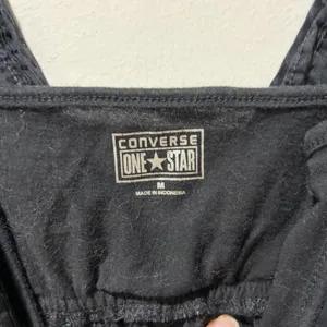 Y2K Converse One Star Black Babydoll Layered Cami Top M‎ Grunge Dark Whimsygoth thumbnail 4
