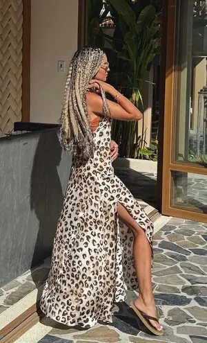 Zara maxi dress Satin animal print leopard cheetah flowy casual summer thumbnail 11
