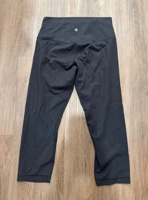 Lululemon‎ align High-Rise Crop 21 Black Leopard Embossed Leggings Size 10 thumbnail 1