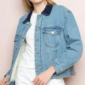 jean jacket with sherpa thumbnail 1