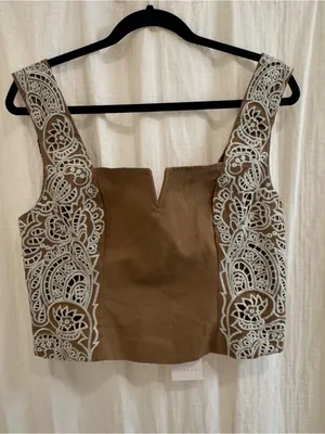 Ciebon Tan Lace-Trim Tank Top thumbnail 3