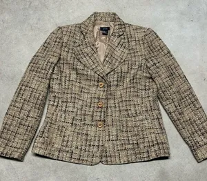 R.Q.T Brown & Gold Tweed Blazer Button Up Jacket Women’s Size 12 thumbnail 1