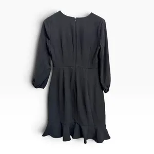 J.Crew Drapey ruffle front dress Long Sleeve Black Size 4 #H6301 thumbnail 7