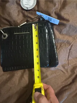 French Connection Black Croc-Embossed Slim double Wristlet with Ring Detail thumbnail 6