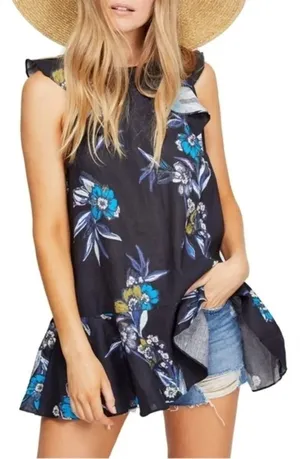 FREE PEOPLE‎ Summer In Tulum Floral Tunic S thumbnail 1
