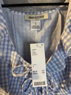 Urban Outfitters Blue Gingham Ruffle Tie-Front Crop Top thumbnail 7