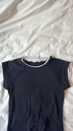 Zara White and Black Layered Baby Tee thumbnail 3