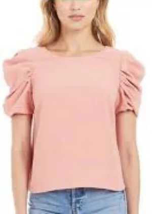 Amanda Uprichard Merris Top Women S Pink Excellent Puff Sleeve Blouse thumbnail 1