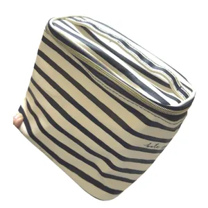 Kate Spade Womens Lunch Tote Bag Navy Cream Striped Insulated Zip Travel Cooler thumbnail 3