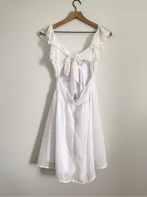 Altar'd State Kristin Clip Dot White Ruffled Mini Dress Size Medium thumbnail 10