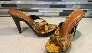 Aldo Women’s Yellow Snakeskin Sandal Platform Heels thumbnail 8
