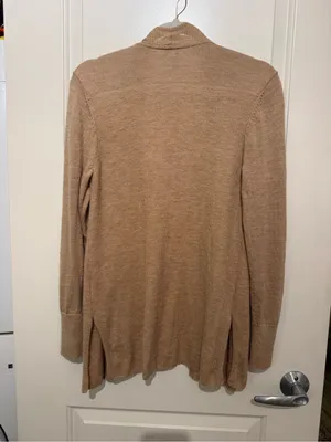 L.L.Bean 100% Merino Wool Camel Open Front Cardigan Petite Small thumbnail 5