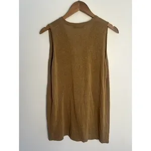 Zara Knit Vest Wm LG Brown V-Neck Sleeveless Cardigan Indie‎ Twee Preppy Grandma thumbnail 3