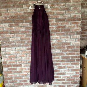 Bill Levkoff 1161 Bridesmaid Gown Dress Formal Open Back Halter Women’s 8 Purple thumbnail 5