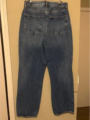 Free People High-Rise Distressed Blue Denim Jeans Size 32 thumbnail 4