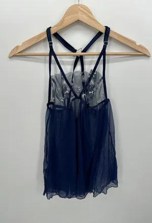 Adore Me Sheer Embroidered Mesh Camisole Celestial Moon Star Lingerie Fairygrunge Top Med thumbnail 1