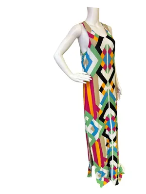 Venus Multicolor Geometric Maxi Dress - Sleeveless Scoop Neck thumbnail 3