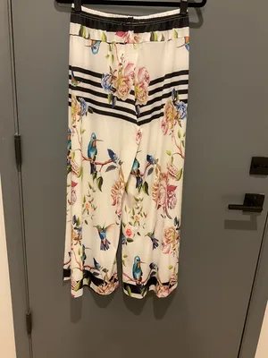 080 Flowy pants with hummingbirds and flowers thumbnail 3