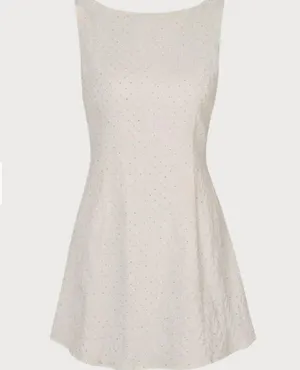 RIHOAS The Beige Boat Neck Textured Mini Dress 22 thumbnail 6