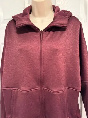 The North Face Womens Large Hoodie Full Zip Burgundy Fleece Jacket NF0A3ME2 thumbnail 1