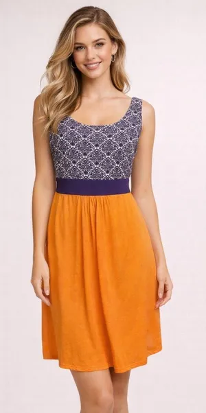 Women's Game Day Girl Stuff Purple Orange White Dress Size L thumbnail 1