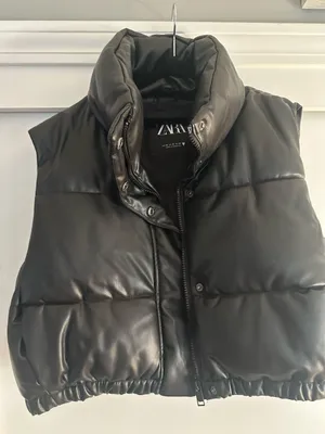 ZARA Leather Vest Faux Black thumbnail 1