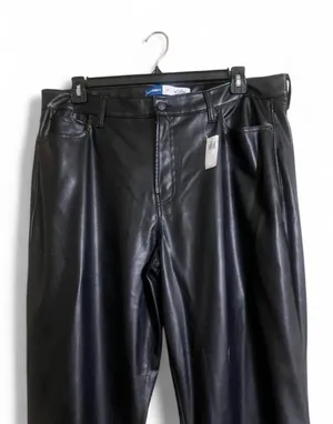 Old Navy Pants Sz 18 Black Faux Leather Straight-Leg High Waist Special Events thumbnail 6