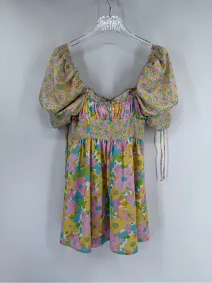 For Love & Lemons Emily Mini Dress Floral Corset Short Sleeve Size‎ small thumbnail 2