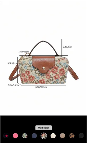 Women's Fabric Nylon Mini Crossbody Bag, Floral Pattern, Magnetic Snap Closure, Casual Cute Fashion Handbag thumbnail 3