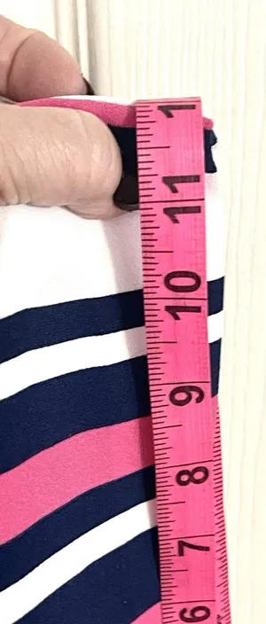 Express SzM High Rise Striped Paperbag Wide Leg Pants Pink Navy White thumbnail 11