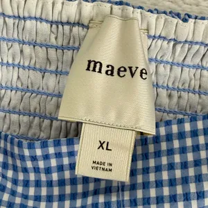 Maeve Anthropologie Blue Gingham Smocked Rosette‎ Mini Dress XL NWT thumbnail 2