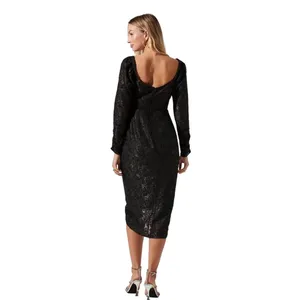 ASTR the Label Therese Floral Burnout Tie Waist Midi Dress in Black. Size S thumbnail 4