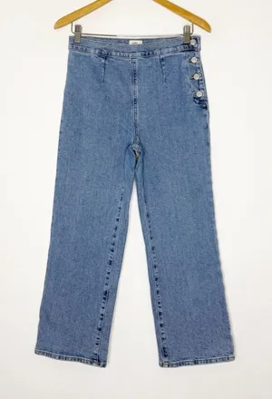 J.Crew Slim Wide-Leg Sailor Jeans Atlantic Wash High-Rise Size 27 thumbnail 1