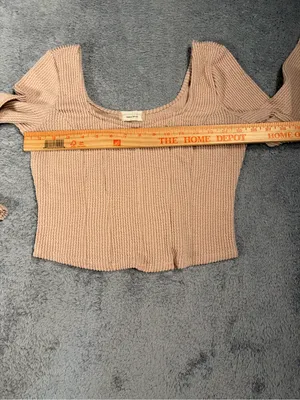 Altar’d state Ribbed Scoop Neck Bell Sleeve Top - Blush Pink medium cropped thumbnail 7