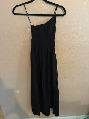 Abercrombie & Fitch Black One-Shoulder Midi Dress thumbnail 4