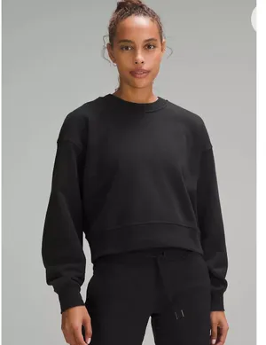 Lululemon Sweatshirt Black Cropped Crewneck Pullover Size 4 Cozy Athleisure Top thumbnail 1