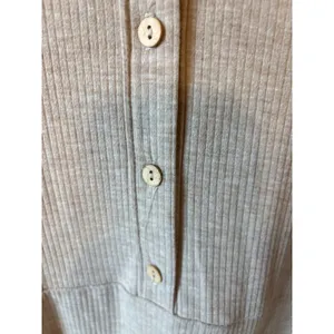 Entro Ribbed Henley Tunic Top Long Sleeve Babydoll Oatmeal Beige Women Small thumbnail 4