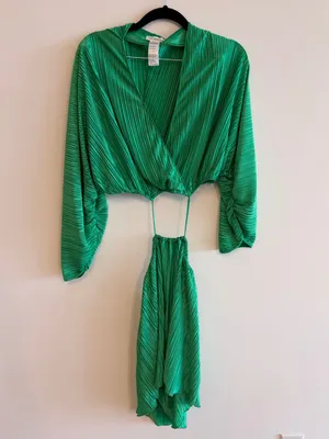 Good American Women's Green Plissé Sculpted Dress Size 3/4 thumbnail 3