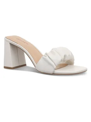 NW On 34th Ruched White Block Heel Mule thumbnail 9