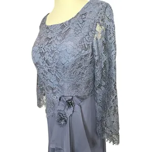 JJs House Evening Dress 8 Stormy Blue 3D Floral Cascading Ruffles Wedding 271457 thumbnail 5
