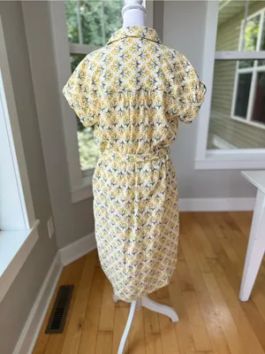 Style & Co. Yellow Floral Cotton Gauze Tie-Waist Midi Shirt Dress Size Small thumbnail 10