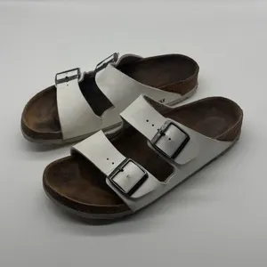 Birkenstock Arizona White Birko-Flor Two Strap Slide Sandals Womens 40 L9 M7 thumbnail 9