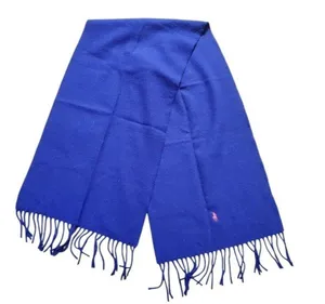 Polo Ralph Lauren Wool Scarf Purple Pink Pony Fringe 58"x12" FLAW HAS HOLE thumbnail 2