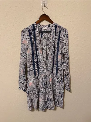 Anthropologie Tiny Floral-Print Dress in Navy and Pink thumbnail 2