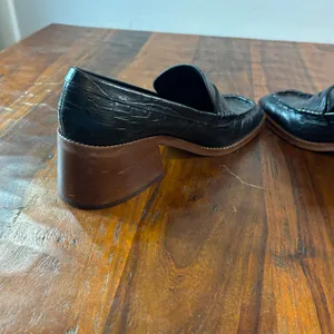 Dolce Vita Hoven Black Croc Embossed Leather Block Heel Penny Loafers Womens 9.5 thumbnail 12