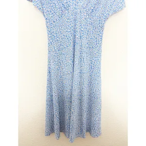 Mango Poma Floral Midi Dress Size Medium Blue Cottage Coquette Chic Jersey thumbnail 11