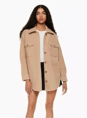 Aritzia Wilfred Free 100% Organic Cotton The Ganna Shaket, tan , oversized S thumbnail 1
