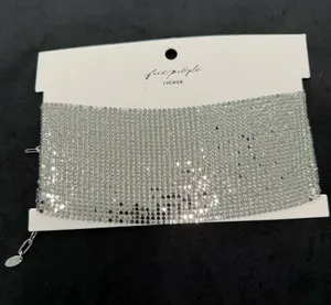 NWT $48 Free People silver chainmail choker with adjustable chain thumbnail 1